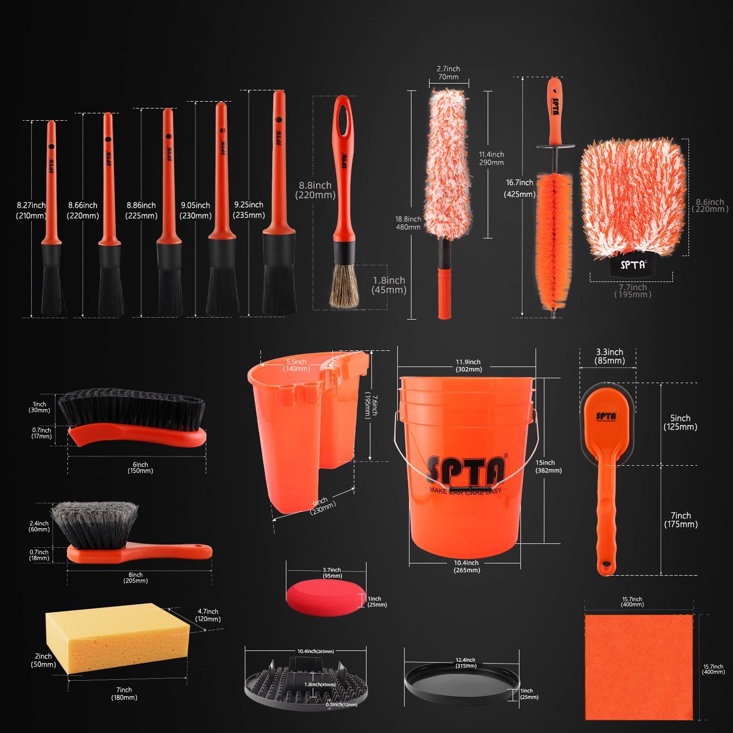 SPTA 33Pcs Car Wash 20L Bucket - Interior Detailing Kit recensie en prijs